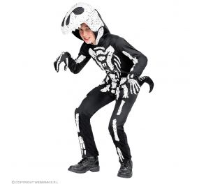 Black hooded dinosaur skeleton costume for children 