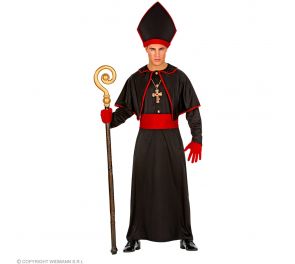 Bishop costume in black and red: long robe and mitre