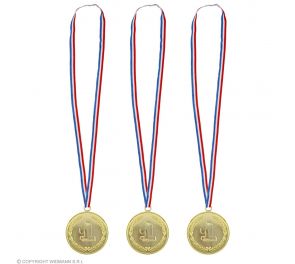 3 pcs of gold-colored medals