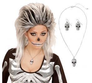 Silver Skull Necklace and earrings