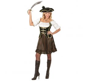 Pirate lady's dress and tricorne hat for adults 