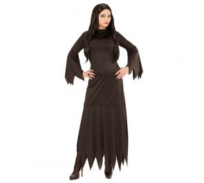 Morticia – black long witch dress for adults