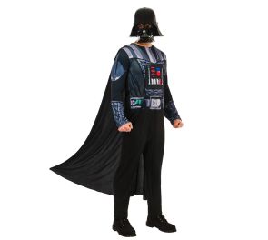 Star Wars -elokuvien Darth Vader-hahmon asukokonaisuus miehellä päällä