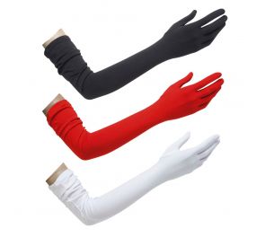 Hansikkaat, 60 cm: valkoiset, punaiset tai mustat