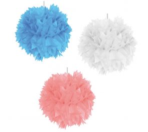 Pompom Silk Paper Flower 30 cm, pastel colors