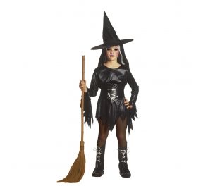 Morgana witch costume for kids: black dress, hat and bootcovers