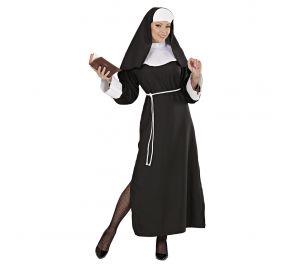 Musta nunna-kaapu, päähine sekä vyö aikuiselle