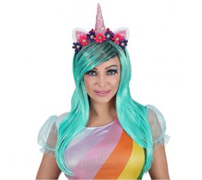 Unicorn wig and flower diadem