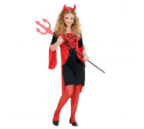 Devil's dress and diadem with horn for kids 