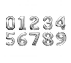 Number balloons, silver