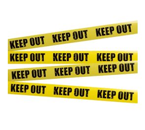 Keltaista rikospaikkanauhaa, missä keep out-teksti