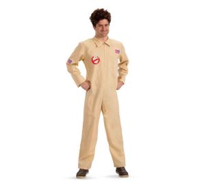 Ghostbusters-elokuvien beige haalari ruskeahiuksisella miehellä päällä