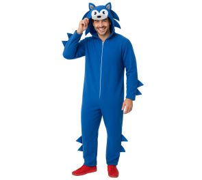 Sininen haalari, joka muistuttaa Sonic-pelihahmoa