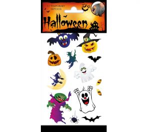 12 kpl Halloween-aiheisia siirtokuvatatuointeja