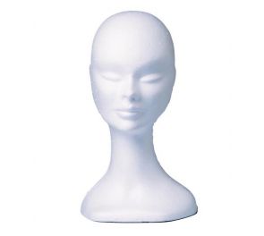 Polystyrene head for wigs and hats