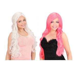 Lovely wig with long hair for fantasy and parties