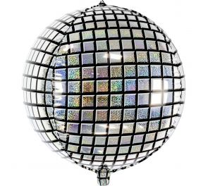 Glittering Disco Ball Foil balloon in silver color