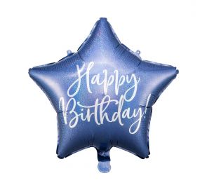 Happy Birthday foil balloon, Blue Star