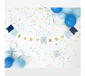 Baby boy-banneri baby shower-koristeluun