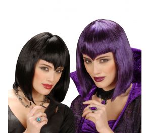 Gothic bob hair wig Odessa in black or purple