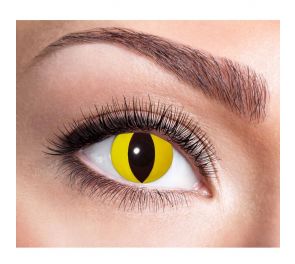 Yellow contact lenses with black cat pupil, 12 months