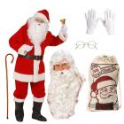 Joulupukin täydellinen asukokonaisuus rekvisiittoineen