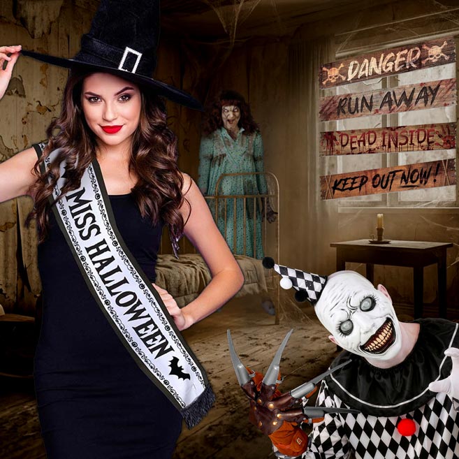 Laaja valikoima erilaisia Halloween-tuotteita